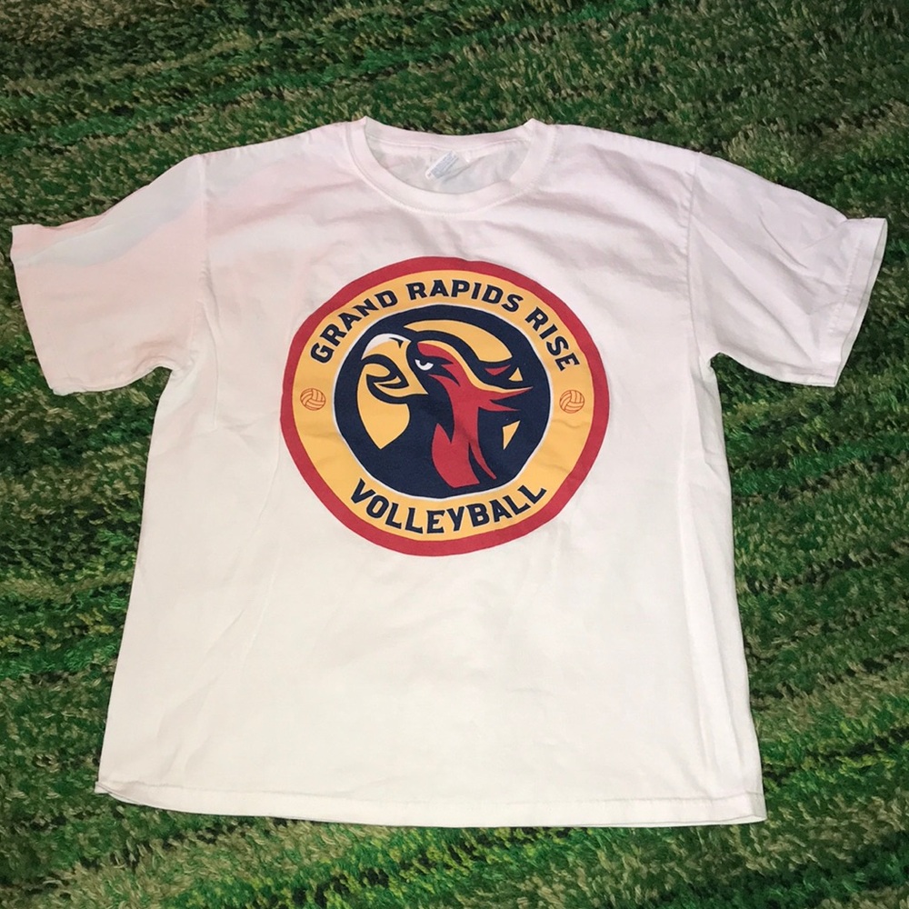 Grand Rapids Rise Kids White Volleyball Graphic Tee Yazbek Size L